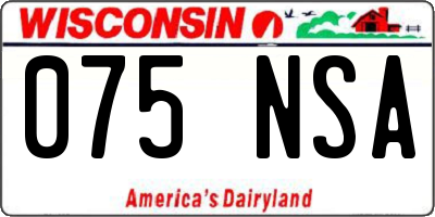 WI license plate 075NSA