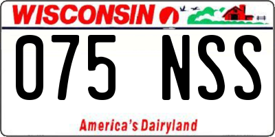 WI license plate 075NSS