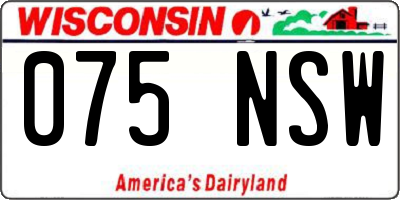 WI license plate 075NSW