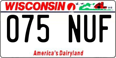 WI license plate 075NUF