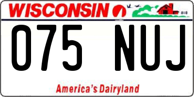WI license plate 075NUJ
