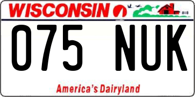 WI license plate 075NUK