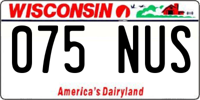 WI license plate 075NUS