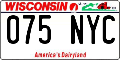 WI license plate 075NYC