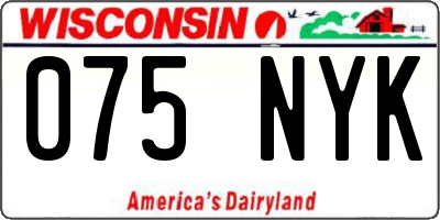 WI license plate 075NYK