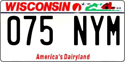 WI license plate 075NYM