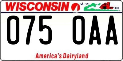 WI license plate 075OAA