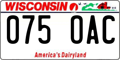 WI license plate 075OAC