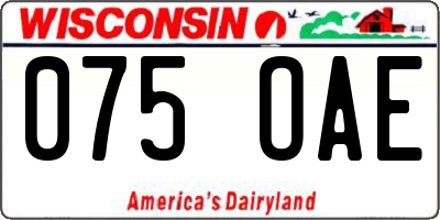 WI license plate 075OAE