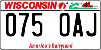 WI license plate 075OAJ