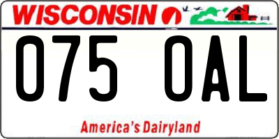 WI license plate 075OAL