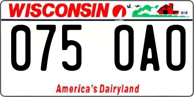WI license plate 075OAO