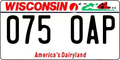 WI license plate 075OAP