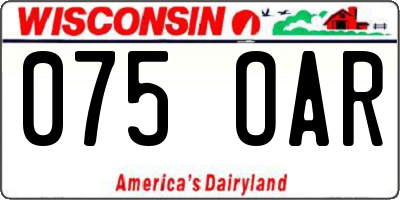 WI license plate 075OAR