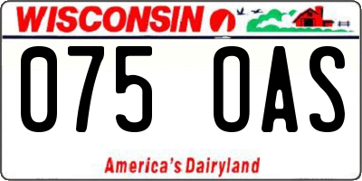 WI license plate 075OAS