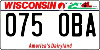 WI license plate 075OBA