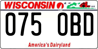 WI license plate 075OBD