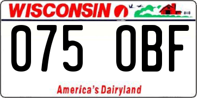 WI license plate 075OBF