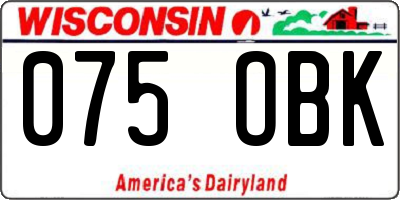 WI license plate 075OBK