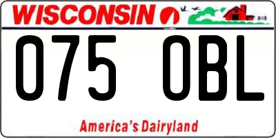 WI license plate 075OBL
