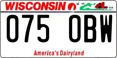 WI license plate 075OBW