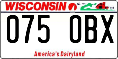 WI license plate 075OBX