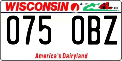 WI license plate 075OBZ