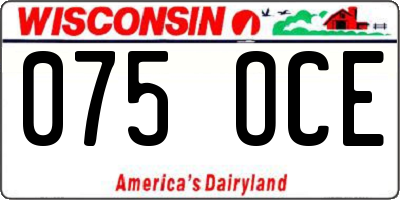 WI license plate 075OCE