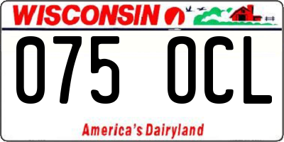 WI license plate 075OCL