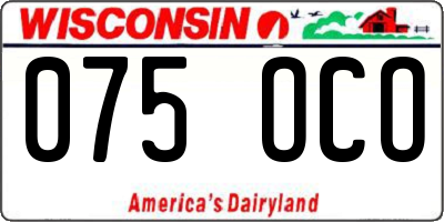 WI license plate 075OCO