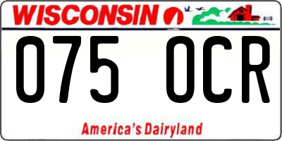 WI license plate 075OCR