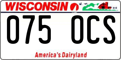 WI license plate 075OCS