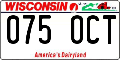 WI license plate 075OCT
