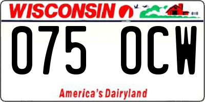 WI license plate 075OCW