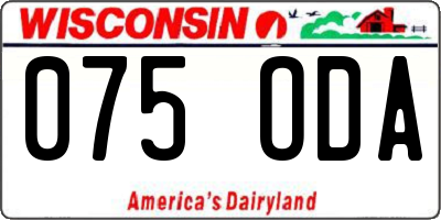 WI license plate 075ODA