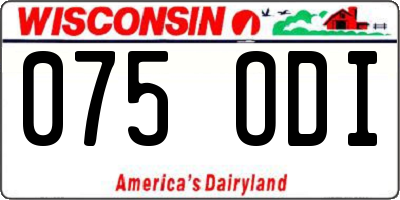 WI license plate 075ODI