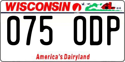 WI license plate 075ODP