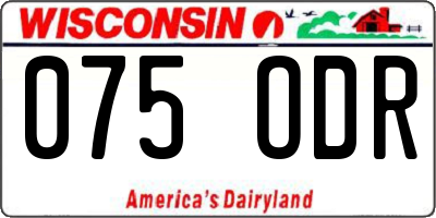 WI license plate 075ODR