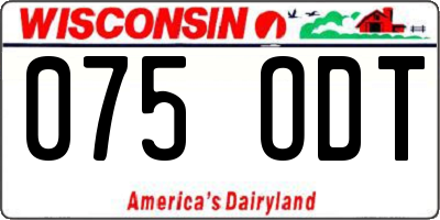 WI license plate 075ODT