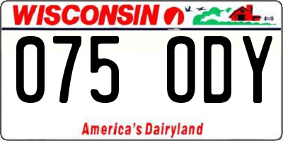 WI license plate 075ODY