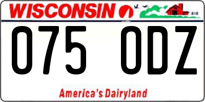 WI license plate 075ODZ