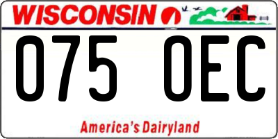 WI license plate 075OEC