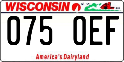 WI license plate 075OEF