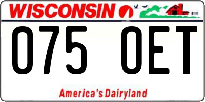 WI license plate 075OET
