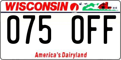 WI license plate 075OFF