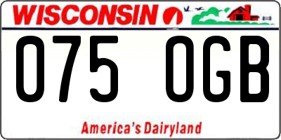 WI license plate 075OGB