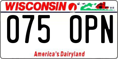 WI license plate 075OPN