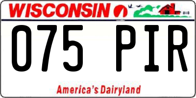 WI license plate 075PIR