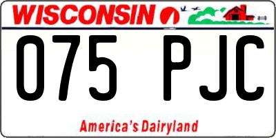 WI license plate 075PJC