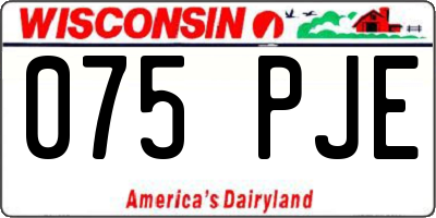 WI license plate 075PJE